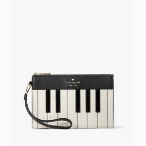 ♠️Kate Spade Piano Pitch Purrfect Medium Wallet Wristlet, Black NWT